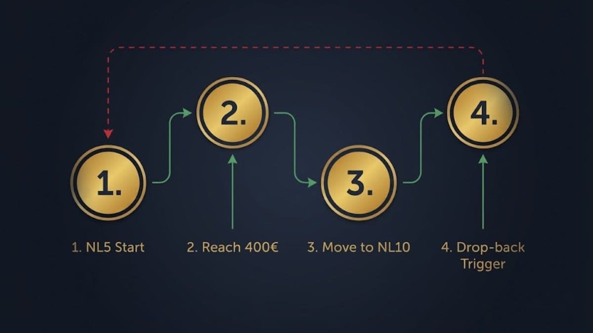 Stake progression rule: when to move up and when to drop down