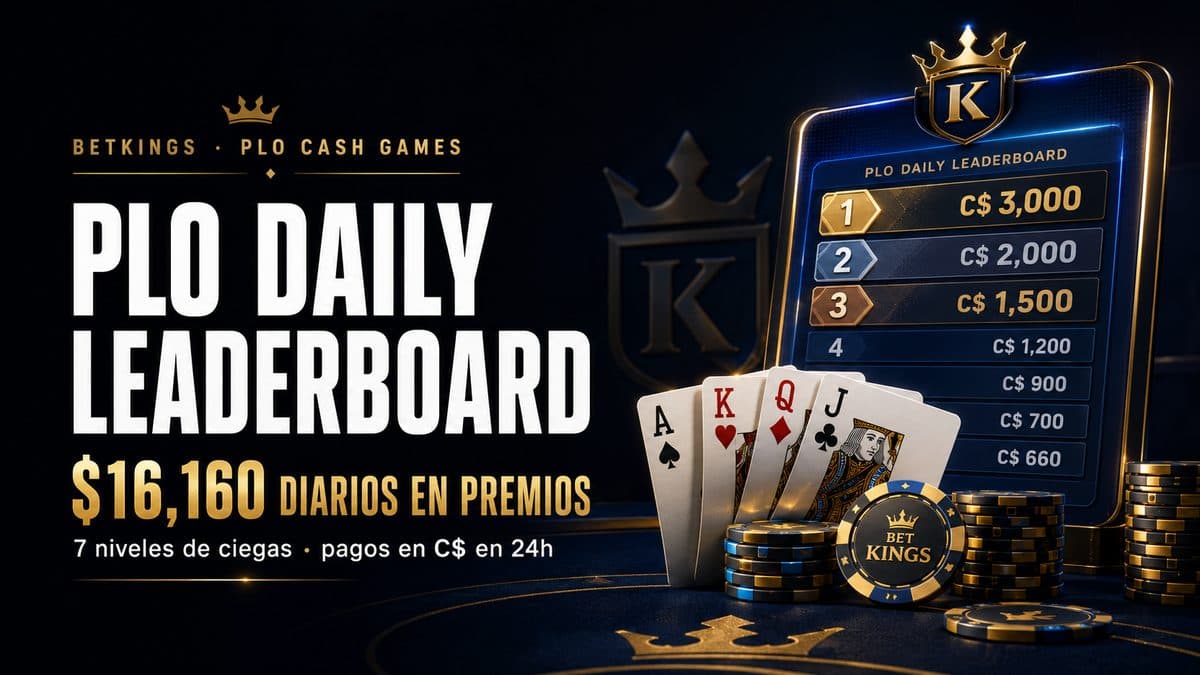PLO Daily Leaderboard BetKings: gana tu parte de $16,160 diarios en PLO