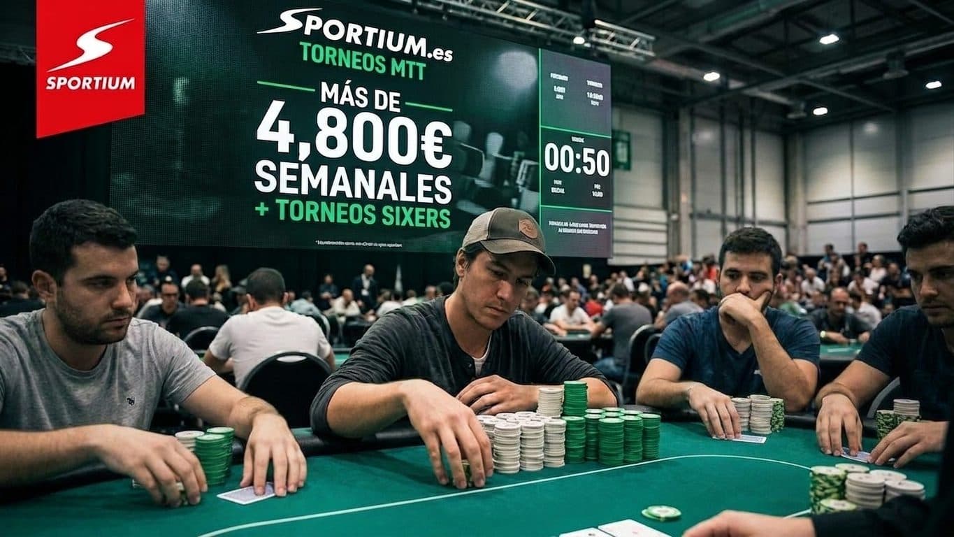 Sportium.es Torneos MTT 2026: Más de 4,800€ Semanales + Torneos SIXERS