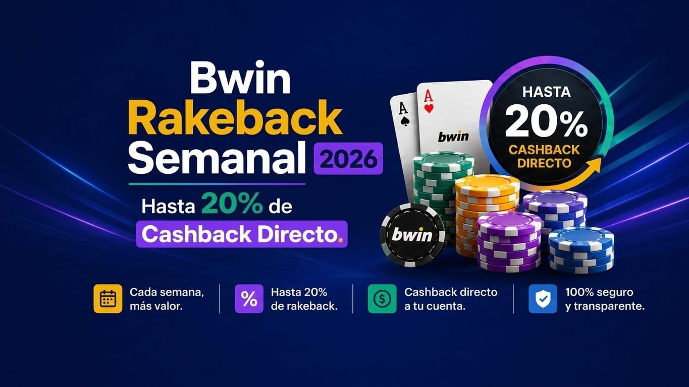 Bwin Rakeback Semanal 2026: Até 20% de Cashback Direto
